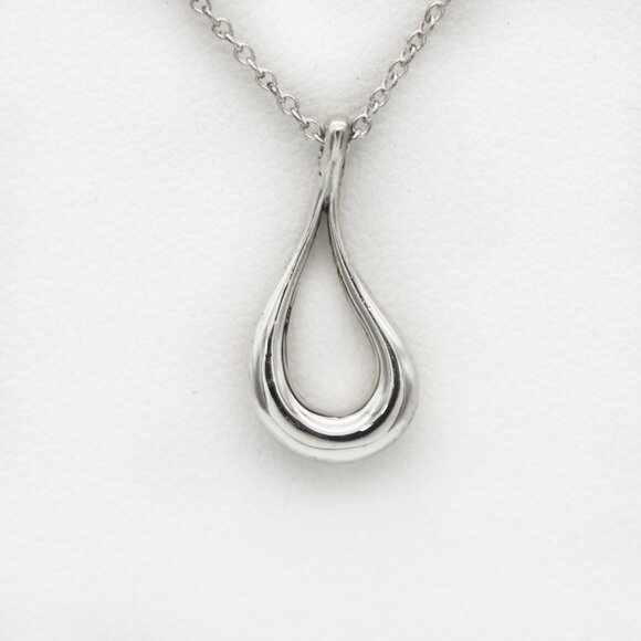 Tiffany & Co. 925 Silver Peretti Open Teardrop Pendant Necklace - Picture 2 of 5
